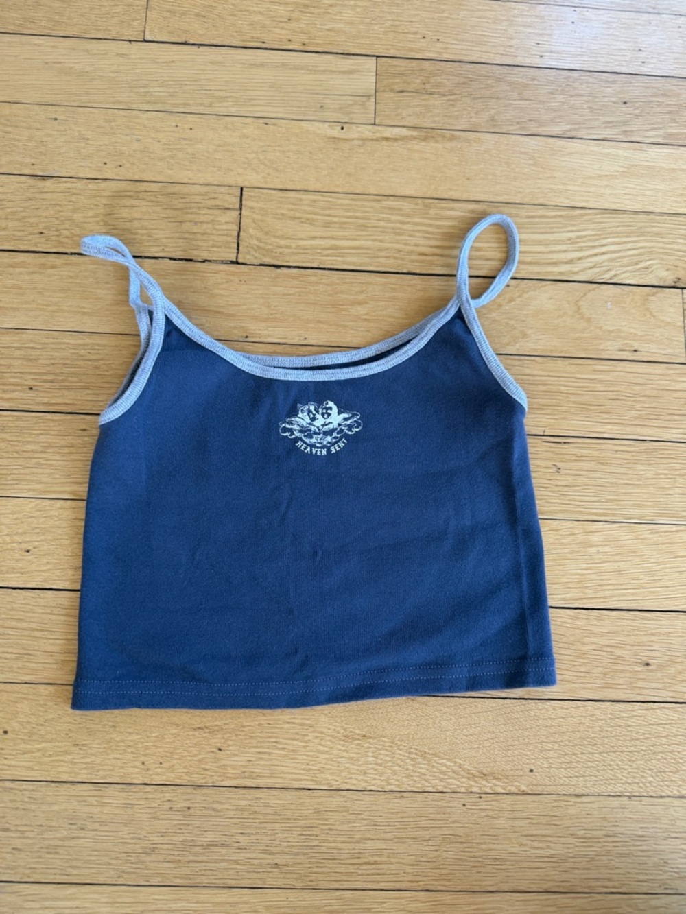 Lands' End Navy Tank Top with Light Gray Trim